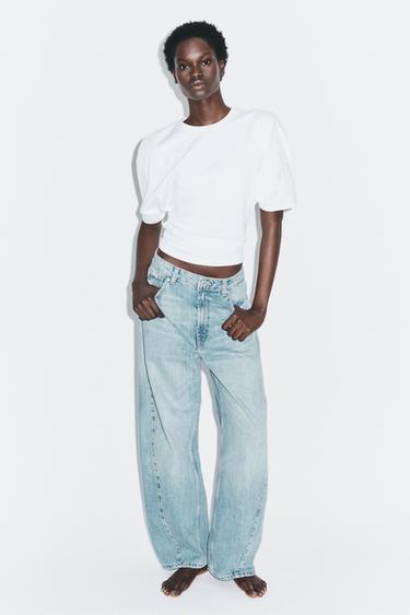 TRF BAGGY BARREL MID-WAIST JEANS - Light blue by Zara