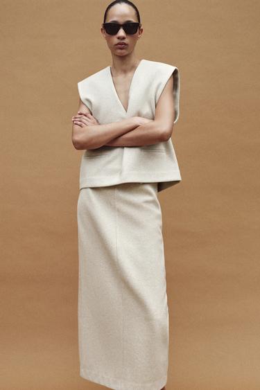 SOFT MIDI SKIRT - Light sand by Zara - Image 0