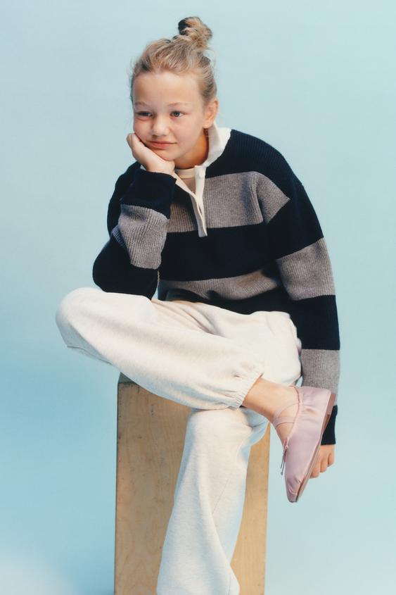 STRIPED KNIT POLO JUMPER - striped by Zara - Image 0