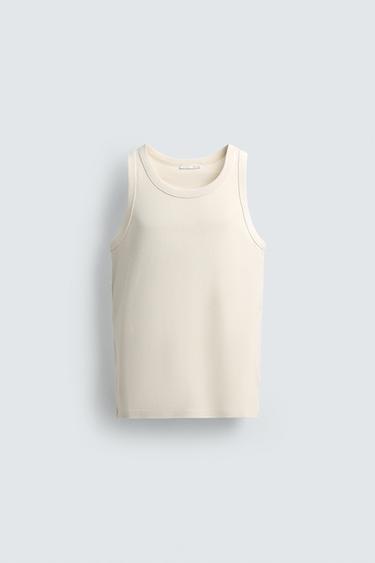 RIBBED TANK TOP - Ecru by Zara