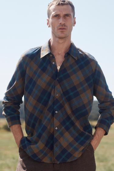 LIMITED EDITION FLOWING CHECK SHIRT - Blue by Zara