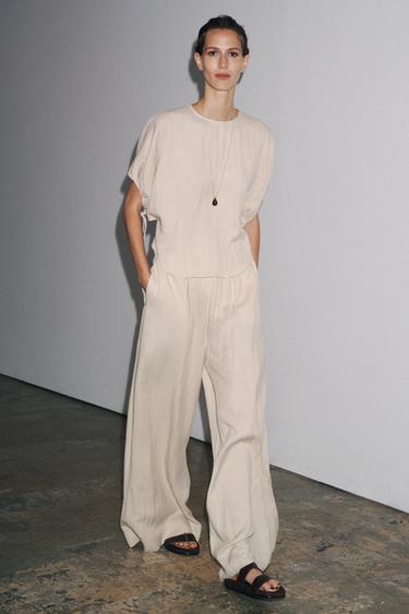 ZW COLLECTION PUFF SLEEVE BLOUSE - Sand by Zara