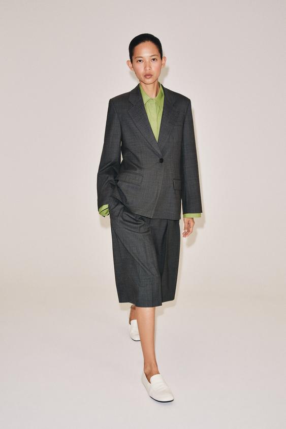 ZW COLLECTION WOOL BLEND TAILORED BERMUDA SHORTS - Grey marl by Zara - Image 0