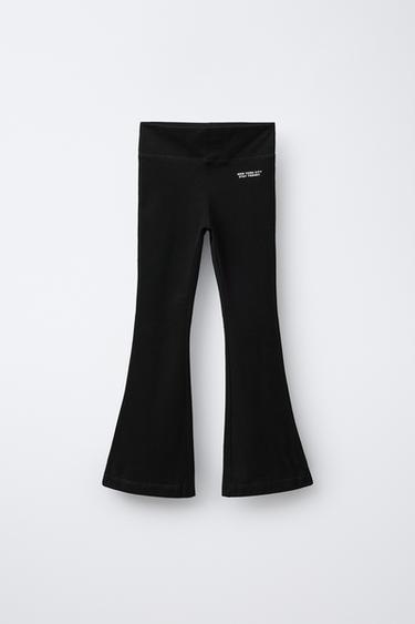 TEXT FLARE LEGGINGS - Black by Zara