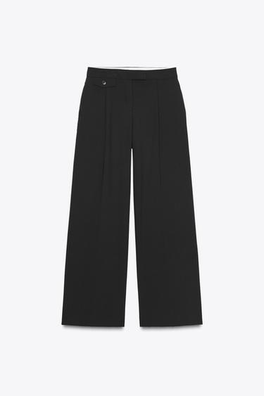 WIDE-LEG TROUSERS WITH DARTS - Black by Zara