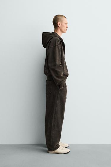 WASHED BALLOON FIT JOGGER TROUSERS - Dark brown by Zara