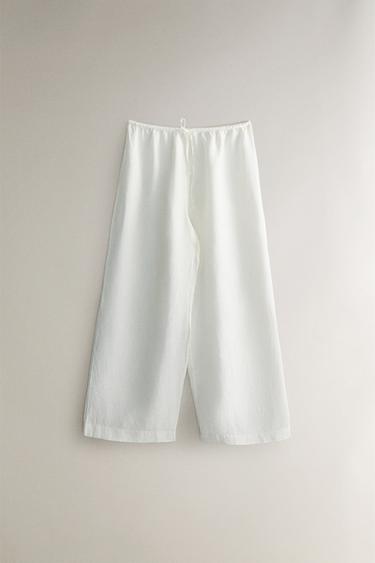 LINEN TROUSERS - Oyster-white by Zara - Image 0