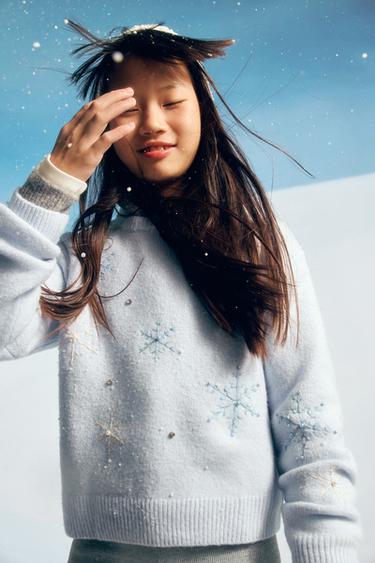 SNOWFLAKE KNIT JUMPER - Light blue by Zara
