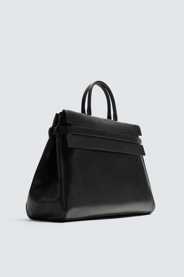 LEATHER HANDBAG - Black by Zara