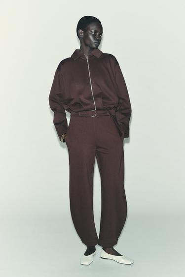 PLEATED FLEECE BOMBER JACKET - Chocolate by Zara - Image 0