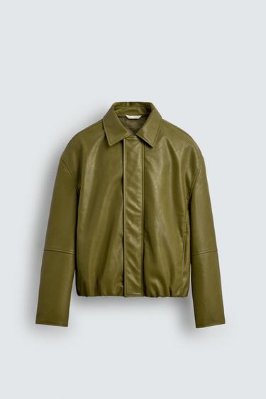 LEATHER EFFECT JACKET - Pistachio by Zara