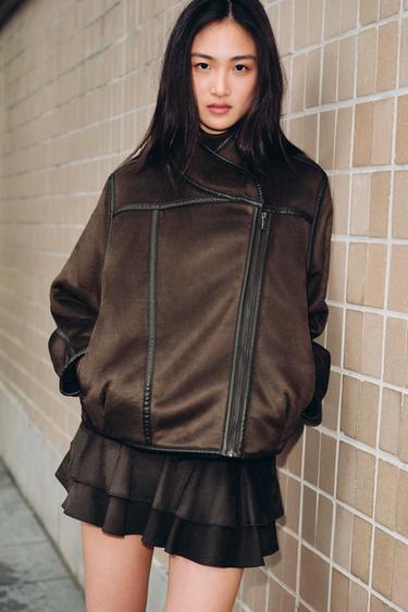 DOUBLE-FACED JACKET ZW COLLECTION - Dark brown by Zara