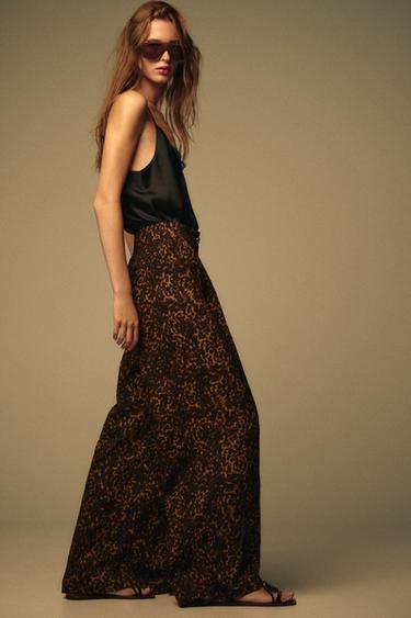 ANIMAL PRINT PALAZZO TROUSERS - Leopard by Zara