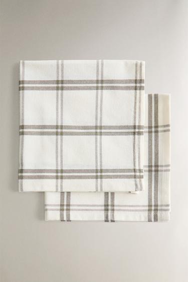 CHECK COTTON NAPKINS (PACK OF 2) - Green by Zara - Image 0