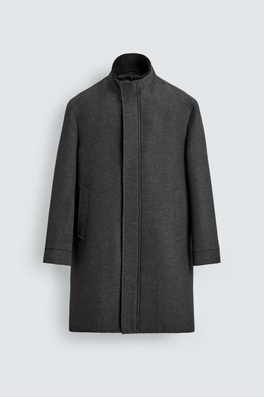 COAT WITH REMOVABLE COLLAR - Anthracite Grey by Zara