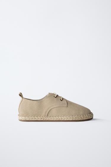 JUTE LEATHER DERBY SHOES - Grey by Zara