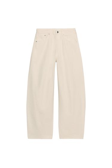 TRF MID-WAIST BAGGY BALLOON JEANS - Oyster-white by Zara