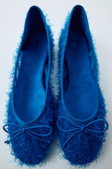 FABRIC BOW BALLET FLATS - Blue by Zara