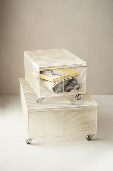 METAL BASKET WITH WHEELS - Ecru by Zara