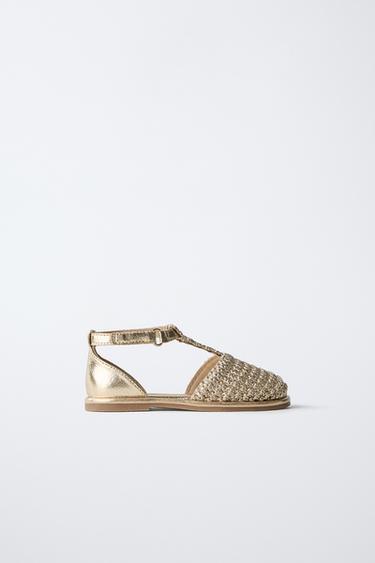 BRAIDED SHOES - Gold by Zara - Image 0
