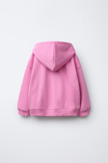 HEART PRINT ZIP-UP HOODIE - Mid-pink by Zara