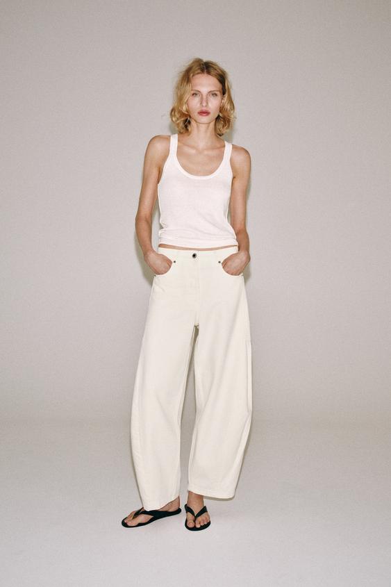 ZW COLLECTION MID-WAIST BALLOON JEANS - Oyster-white by Zara - Image 0