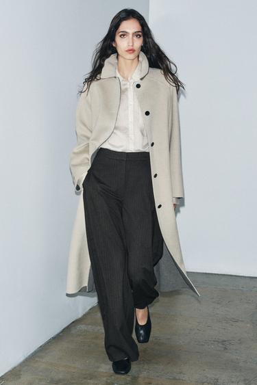 LONG WOOL BLEND COAT ZW COLLECTION LIMITED EDITION - Ecru by Zara