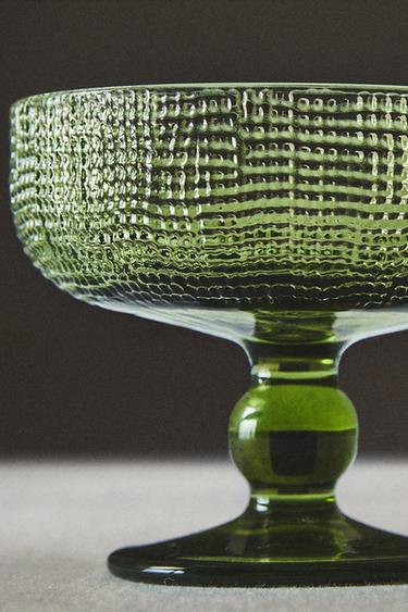 GLASS DESSERT CUP WITH RAISED DESIGN - Green by Zara