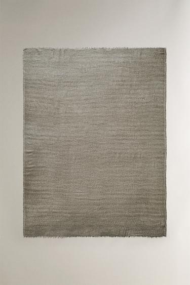 SOFT FINE THROW WITH FRAYED DETAILING - Grey / Beige by Zara - Image 0