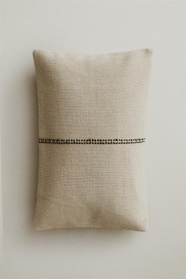 DOUBLE LINE CUSHION COVER - Green by Zara