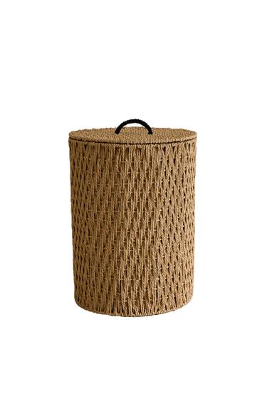ROUND BASKET WITH LID - Light beige by Zara