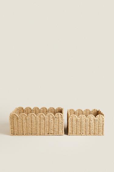 SMALL SCALLOPED BASKET - Light beige by Zara