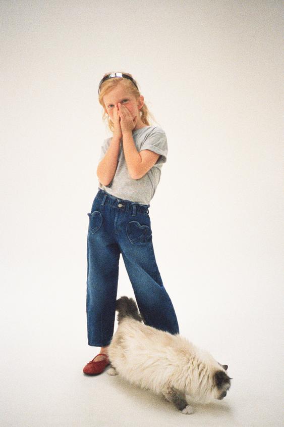 BAGGY JEANS WITH HEART POCKETS - Mid-blue by Zara - Image 0