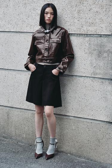 FLARED LONG BERMUDA SHORTS - Black by Zara