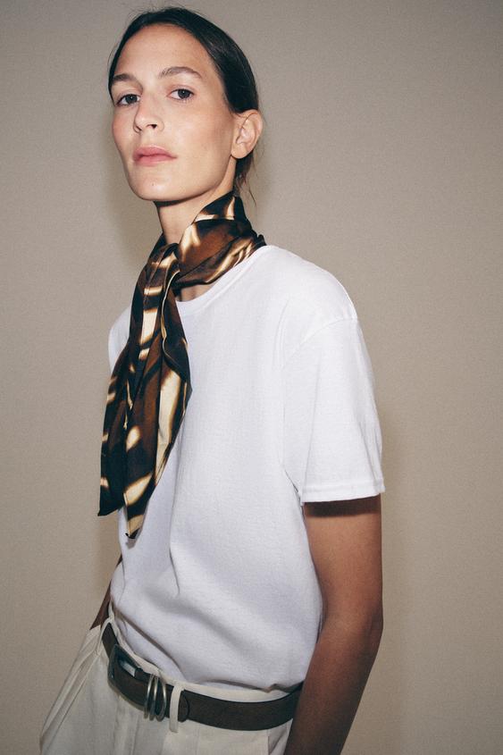 100% VISCOSE ANIMAL PRINT SCARF - Brown by Zara - Image 0