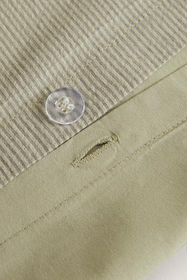 STRIPED SEERSUCKER DUVET COVER - Green by Zara