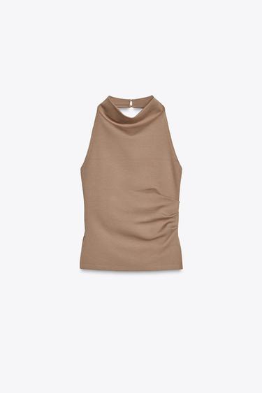 HALTER TOP - Beige-pink by Zara