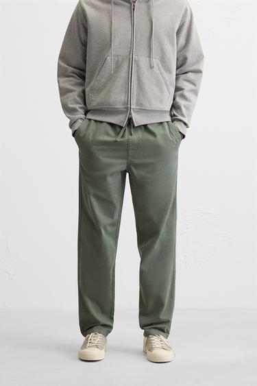 WASHED JOGGER WAIST TROUSERS - Khaki by Zara