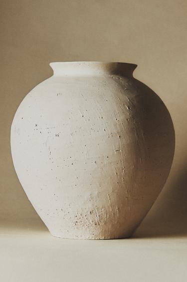 TEXTURED CERAMIC VASE - Grey by Zara