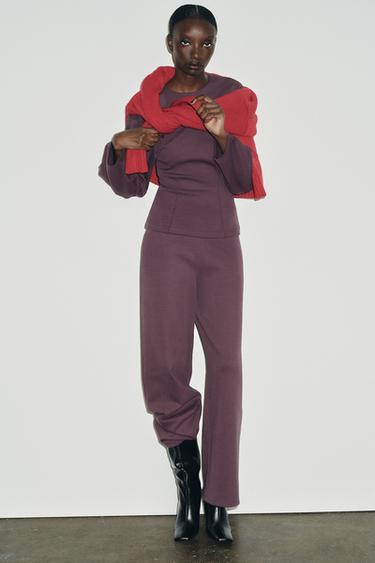 INTERLOCK WIDE-LEG TROUSERS - Dusty purple by Zara