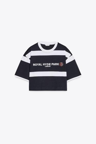 LONDON EMBROIDERED STRIPE T-SHIRT - White / Navy by Zara