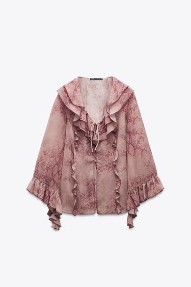 ANIMAL PRINT RUFFLE BLOUSE - Snake by Zara - Image 0