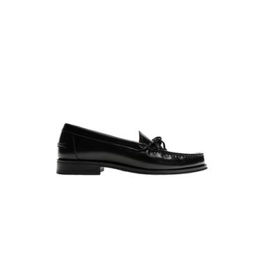 LEATHER BOW LOAFERS - Black by Zara
