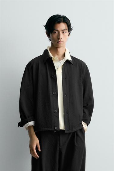 SEERSUCKER OVERSHIRT - Black by Zara