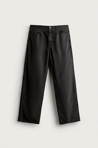 STRAIGHT-LEG LYOCELL/COTTON TROUSERS - Black by Zara