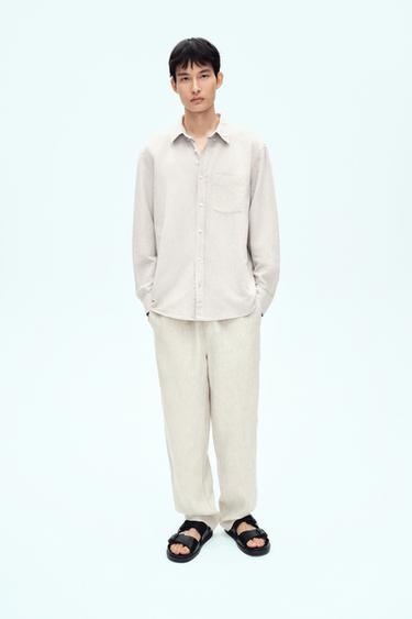 COTTON - LINEN SHIRT - Light beige by Zara