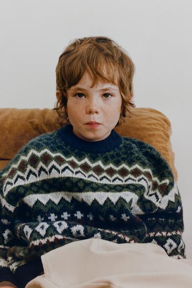 JACQUARD KNIT JUMPER - Blue marl by Zara