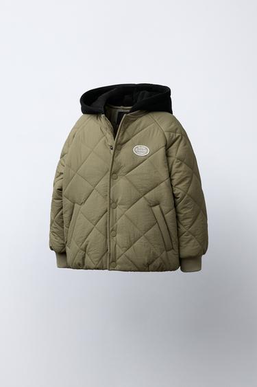 COMBINED HOODED PUFFER JACKET - Khaki by Zara