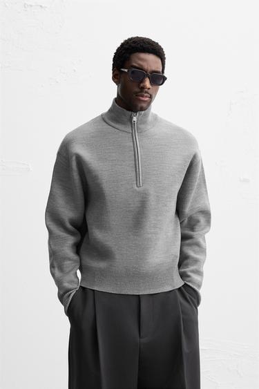 ZIP-COLLAR SWEATER - Grey by Zara
