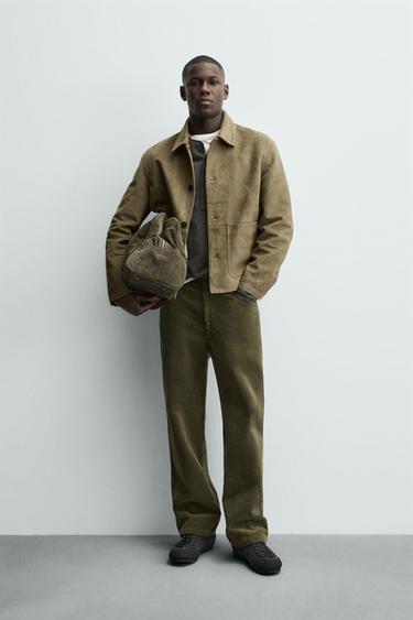 FAUX SUEDE JACKET WITH POCKETS - Grey green by Zara